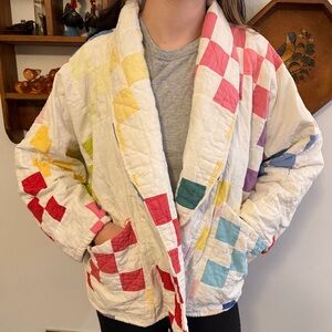 Handmade vintage cottage core quilted multicolor jacket